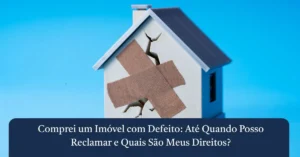 Miniatura de casa branca com uma grande rachadura estrutural coberta por um curativo cruzado, ilustrando os direitos de quem diz comprei um imóvel com defeito.